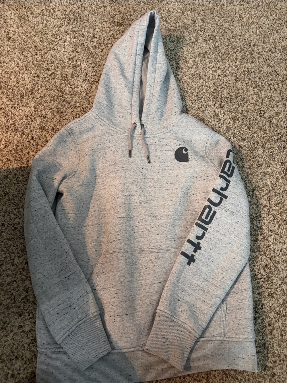 Carhartt Heather Gray Pullover Hoodie with Sleeve Logo